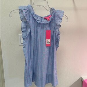 Lilly Pulitzer Blue Top with Pink Details
